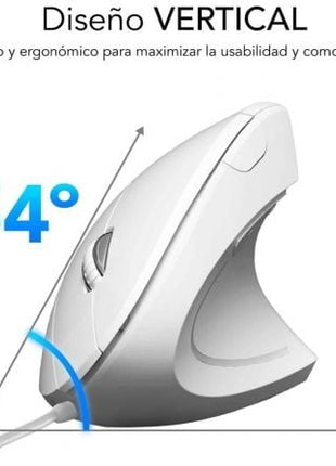 Ratón Ergonómico Subblim Glide Vertical Ergo Wired/ Hasta 1600 DPI/ Blanco - Tiensol