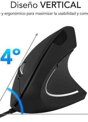 Ratón Ergonómico Subblim Glide Vertical Ergo Wired/ Hasta 1600 DPI/ Negro - Tiensol