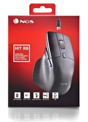 Ratón Inalámbrico por Bluetooth NGS HIT - RB/ Batería recargable/ Hasta 1600 DPI/ Negro - Tiensol