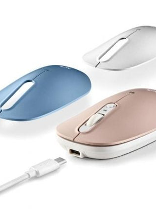 Ratón Inalámbrico por Bluetooth NGS Shell - RB/ Batería recargable/ Hasta 1600 DPI/ Azul/ Blanco/ Rosa - Tiensol