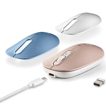 Ratón Inalámbrico por Bluetooth NGS Shell - RB/ Batería recargable/ Hasta 1600 DPI/ Azul/ Blanco/ Rosa - Tiensol