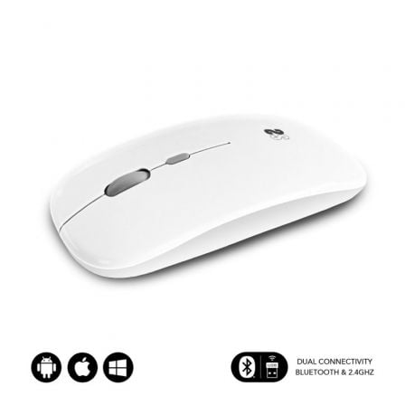 Ratón Inalámbrico por Bluetooth Subblim Dual Flat/ Batería recargable/ Hasta 1600 DPI/ Blanco - Tiensol