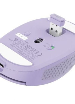 Ratón Inalámbrico por Bluetooth Trust Ozaa Compact Wireless/ Batería recargable/ Hasta 3200 DPI/ Morado - Tiensol