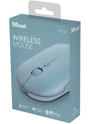 Ratón Inalámbrico por Bluetooth Trust Puck/ Batería recargable/ Hasta 1600 DPI/ Azul - Tiensol