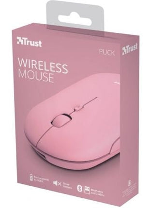 Ratón Inalámbrico por Bluetooth Trust Puck/ Batería recargable/ Hasta 1600 DPI/ Rosa - Tiensol