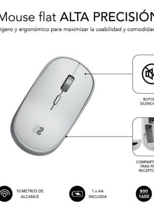 Ratón Mini Inalámbrico Subblim Wireless Mini/ Hasta 1600 DPI/ Plata - Tiensol