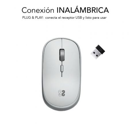 Ratón Mini Inalámbrico Subblim Wireless Mini/ Hasta 1600 DPI/ Plata - Tiensol