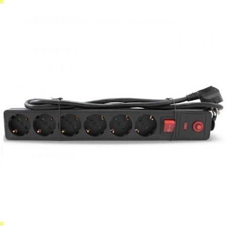 Regleta con interruptor 3GO REGP6/ 6 Tomas de corriente/ Cable 1.5m/ Negra - Tiensol