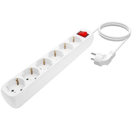 Regleta con Interruptor Aisens A154 - 0535/ 6 Tomas de Corriente/ Cable 1.4m/ Blanco - Tiensol