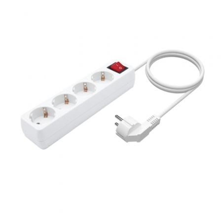 Regleta con Interruptor Aisens A154 - 0649/ 4 Tomas de Corriente/ Cable 1.4m/ Blanco - Tiensol