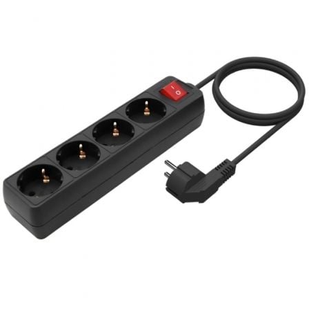 Regleta con Interruptor Aisens A154 - 0650/ 4 Tomas de Corriente/ Cable 1.4m/ Negro - Tiensol