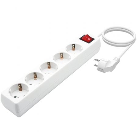 Regleta con Interruptor Aisens A154 - 0651/ 5 Tomas de Corriente/ Cable 1.4m/ Blanco - Tiensol