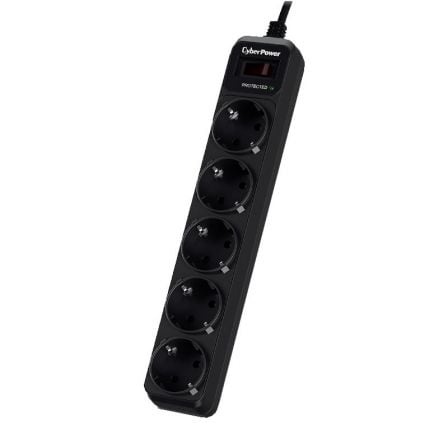 Regleta con interruptor Cyberpower B0520SC0 - DE/ 5 Tomas de corriente/ Cable 1.8m/ Negra - Tiensol