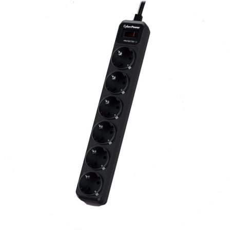 Regleta con interruptor Cyberpower B0620SC0 - DE/ 6 Tomas de corriente/ Cable 1.8m/ Negra - Tiensol