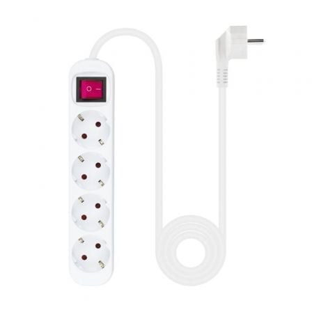 Regleta con Interruptor Nanocable 10.37.0004/ 4 Tomas de Corriente/ Cable 1.4m/ Blanca - Tiensol