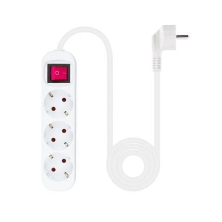 Regleta con Interruptor Nanocable 10.38.0003/ 3 Tomas de Corriente/ Cable 1.4m/ Blanca - Tiensol