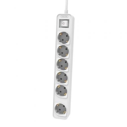 Regleta con Interruptor Philips CHP2164W/62/ 6 Tomas de corriente/ Cable 1.5m/ Blanco - Tiensol