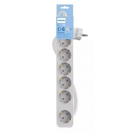 Regleta con Interruptor Philips CHP2164W/62/ 6 Tomas de corriente/ Cable 1.5m/ Blanco - Tiensol