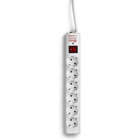 Regleta con interruptor Salicru SAFE 6/ 6 Tomas de corriente/ Cable 1.5m/ Blanca - Tiensol