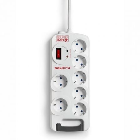 Regleta con interruptor Salicru SAFE 7/ 7 Tomas de corriente/ Cable 1.8m/ Blanca - Tiensol