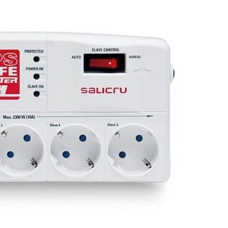 Regleta con interruptor Salicru SAFE MASTER/ 5 Tomas de corriente/ 1 Master/ 2 USB/ Cable 1.8m/ Blanca - Tiensol