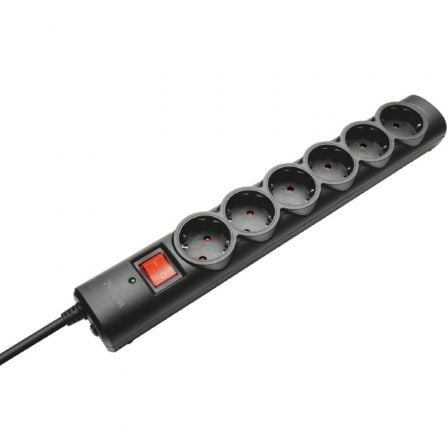 Regleta con interruptor Trust 21059/ 6 Tomas de corriente/ Cable 1.8m/ Negra - Tiensol