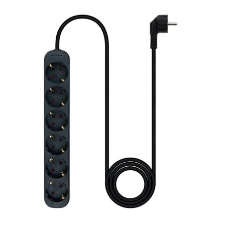 Regleta Nanocable 10.37.0006 - NS - BK/ 6 Tomas de Corriente/ Cable 1.4m/ Negra - Tiensol