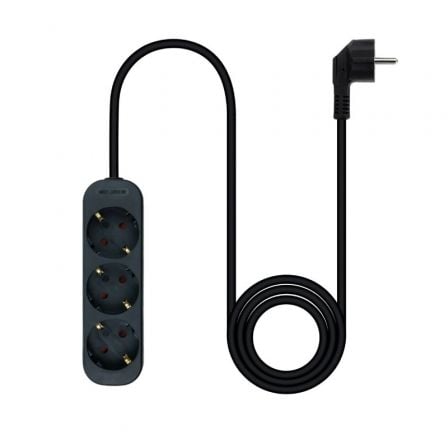 Regleta Nanocable 10.38.0003 - NS - BK/ 3 Tomas de Corriente/ Cable 1.4m/ Negra - Tiensol