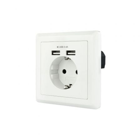 Roseta de Pared Nanocable 10.35.0010/ 1 Schuko/ 2 USB - Tiensol