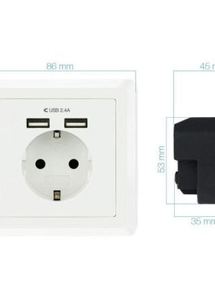 Roseta de Pared Nanocable 10.35.0010/ 1 Schuko/ 2 USB - Tiensol