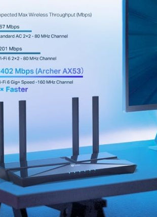 Router Inalámbrico TP - Link Archer AX53/ WiFi 6/ 3000 Mbps/ 2.4GHz 5GHz/ 4 Antenas/ WiFi 802.11ax/ac/n/a/ - n/b/g - Tiensol