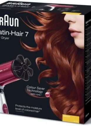 Secador Braun Satin Hair 7 HD770E/ 2200W/ Iónico/ Rojo y Plata - Tiensol