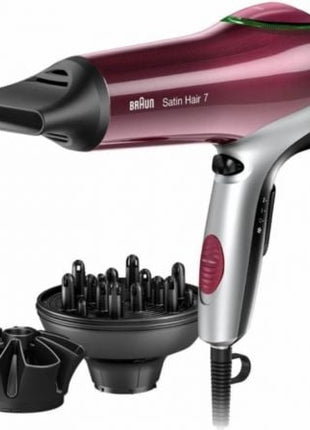 Secador Braun Satin Hair 7 HD770E/ 2200W/ Iónico/ Rojo y Plata - Tiensol