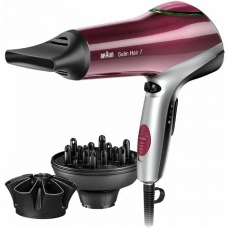 Secador Braun Satin Hair 7 HD770E/ 2200W/ Iónico/ Rojo y Plata - Tiensol