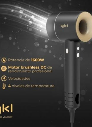 Secador GKL Onyx Sense/ 1600W/ Iónico/ Negro - Tiensol