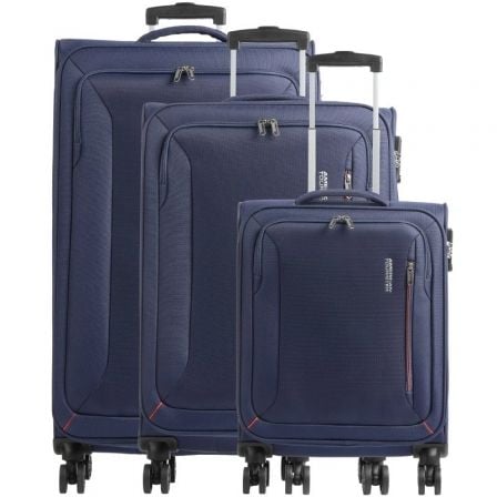 Set de 3 Maletas de Cabina American Tourister Sea Seeker Hyperspeed/ 46cm - 43cm - 40cm/ 4 Ruedas/ Marino Combate - Tiensol