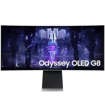 Smart Monitor Gaming Ultraparonámico Curvo Samsung OdysseyG8 S34BG850SU 34'/ UWQHD/ Smart TV/ 0.1ms/ 175Hz/ OLED/ Regulable en altura/Multimedia/Plata - Tiensol