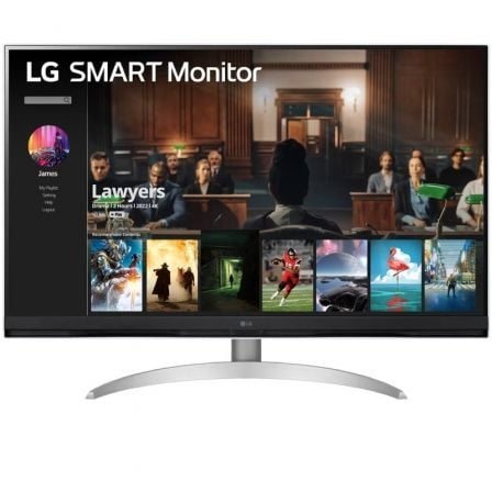 Smart Monitor LG 32SQ700S - W 31.5'/ 4K/ Smart TV/ Multimedia/ Regulable en altura/ Plata y Blanco - Tiensol