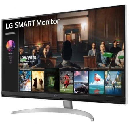 Smart Monitor LG 32SQ700S - W 31.5'/ 4K/ Smart TV/ Multimedia/ Regulable en altura/ Plata y Blanco - Tiensol