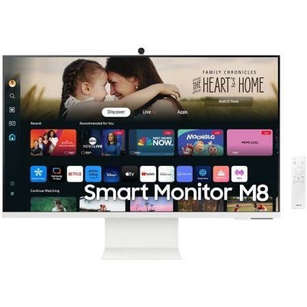 Smart Monitor Samsung M8 S32DM801UU 32'/ 4K/ Smart TV/ Webcam/ Multimedia/ Regulable en altura/ Blanco - Tiensol