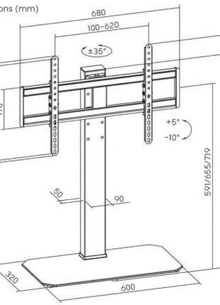 Soporte de Mesa Inclinable/ Giratorio Aisens DT86TS - 291 para TV de 43 - 86' - Tiensol