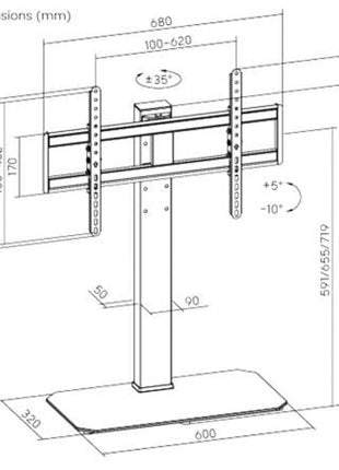 Soporte de Mesa TM Electrón TMSLC424 para TV de 46 - 86'/ hasta 60kg - Tiensol