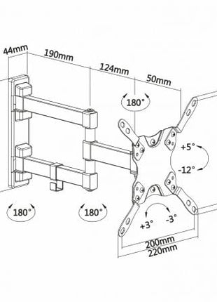 Soporte de Pared Extensible/ Giratorio/ Inclinable/ Nivelable Aisens WT42TSLE - 011 para TV de 13 - 42'/ hasta 20kg - Tiensol