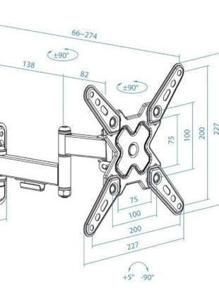 Soporte de Pared Extensible/ Giratorio/ Inclinable TooQ LP1344TN - B para TV de 13 - 43'/ hasta 20kg - Tiensol