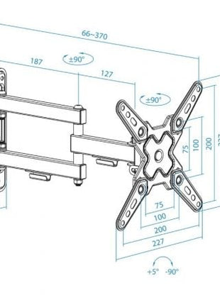 Soporte de Pared Extensible/ Giratorio/ Inclinable TooQ LP1345TN - B para TV de 13 - 43'/ hasta 20kg - Tiensol