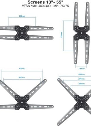 Soporte de Pared Extensible/ Giratorio/ Inclinable TooQ LP1355TN - B para TV de 13 - 55'/ hasta 25kg - Tiensol