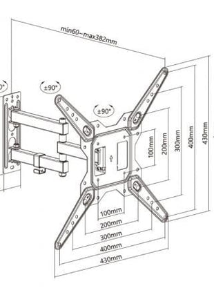 Soporte de Pared Giratorio/ Inclinable/ Aisens WT55TSE - 153 para TV de 23 - 55'/ hasta 30kg - Tiensol