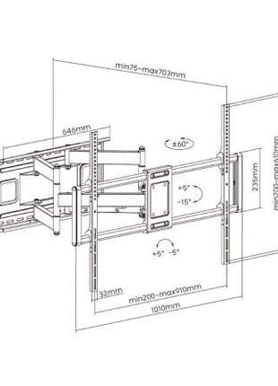 Soporte de Pared Giratorio/ Inclinable/ Nivelable Aisens WT120TSLE - 163 para TV de 60 - 120'/ hasta 120kg - Tiensol