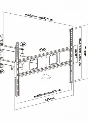 Soporte de Pared Giratorio/ Inclinable/ Nivelable Aisens WT70TSLE - 021 para TV de 37 - 70'/ hasta 35kg - Tiensol