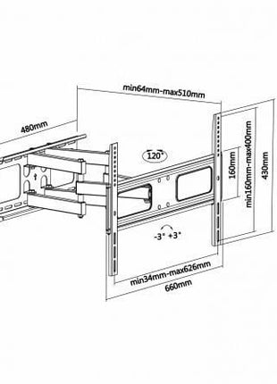 Soporte de Pared Giratorio/ Inclinable/ Nivelable Aisens WT70TSLE - 027 para TV de 37 - 70'/ hasta 50kg - Tiensol